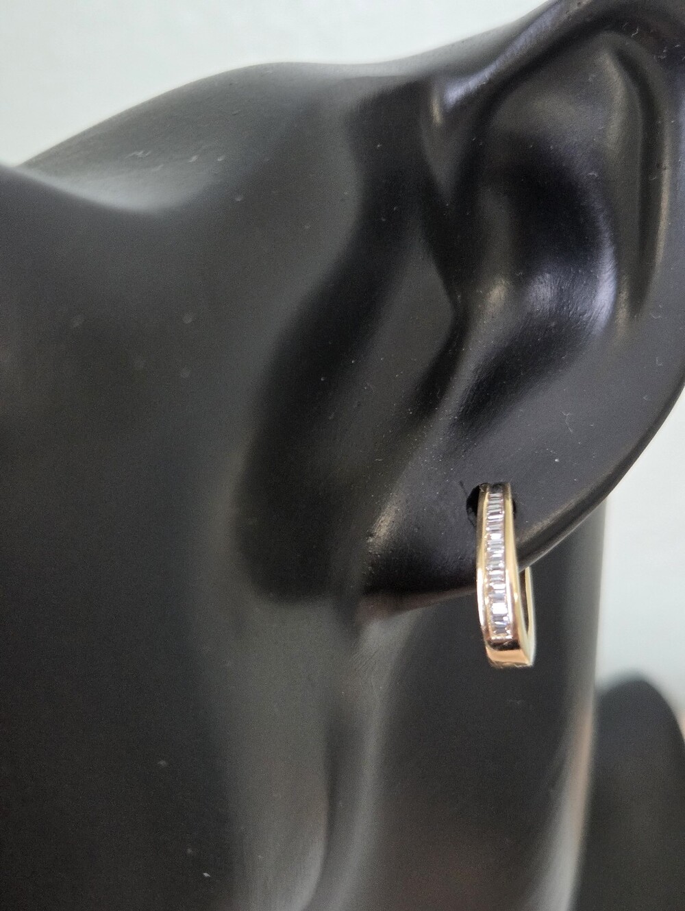 14k Yellow Gold Diamond Baguette Hoop Earrings